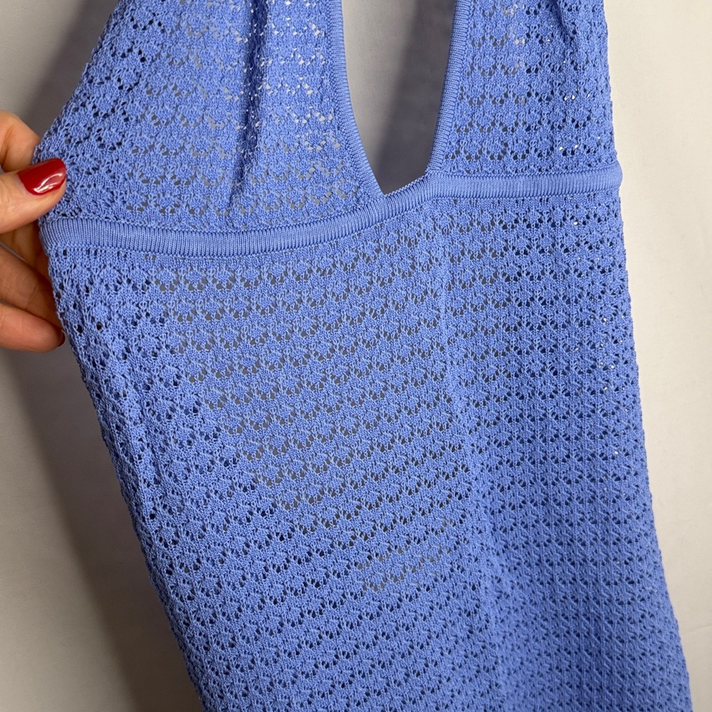 NEW Monday Swimwear Catania Dress Cover Up - Pool Lace Crochet - Pool Blue - S - Picture 14 of 16